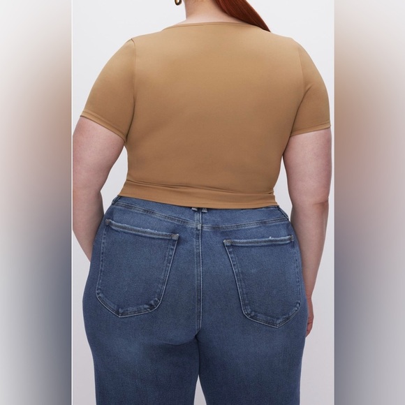 NWT Good American Women's Scoop Neck Crop Scuba Knit T-Shirt - Picture 5 of 15